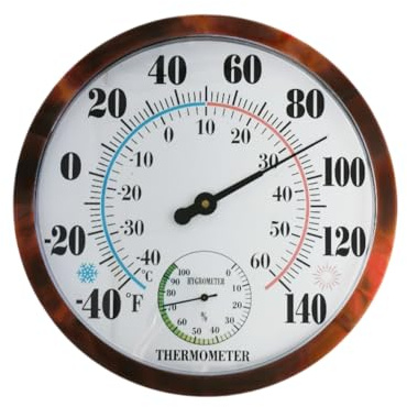 Accurate 10-inch (25cm) Thermometer & Hygrometer, Vintage Style Indoor Outdoor Temperature Humidity Gauge, Weather Station for Home, Garden, Garage
