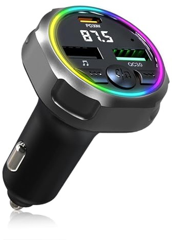 48W FM Transmitter Auto Zigarettenanzünder USB C 3 in 1 Auto Ladegerät | Adapter Bluetooth 5.3 PD 30W + QC3.0 für Handys und USB Sticks Compatibel mit iPhon/Android