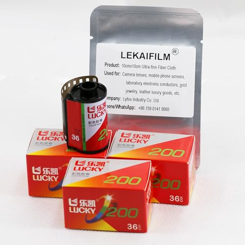 3-Roll Colour Film 35mm for Camera, 36 Exposures Camera Film, ISO 200, Daylight Type, with Nano-level Lens Cleaning Cloth