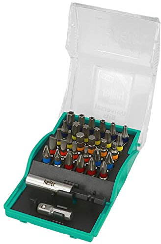 Heller Tools Juego de brocas universales 4200 TT/HEX/PZ/PH/SL/TT, 32 piezas, con soporte magnético, calidad profesional, juego de puntas para atornillador de impacto