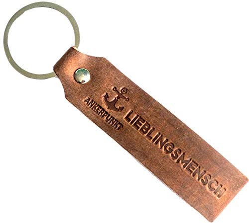 ANKERPUNKT Geschenke für Frauen & Männer Weihnachten Lieblingsmensch Schlüsselanhänger Leder - Geschenk Freund, Freundin, Partner zum Geburtstag, Jahrestag - dunkelbraun