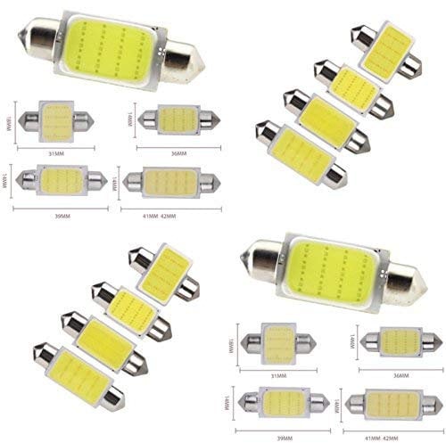 MSA 2 x LED 12v CAR BULB C5W COB XENON WHITE FESTOON NUMBER PLATE 31 36 39 42MM (39mm)