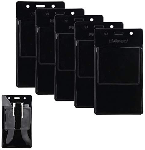 Wisdompro 5 transparente robuste Taschenschutz für Hemden, Laborkittel, Hosen, Mehrzweck, für Stifte, Zeiger, Karten und Notizen. Oberseite ist vorgeschlitzt für Umhängeband und hat Löcher für