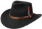 Stetson Oklahoma Wollfilz Westernhut Herren - 100% wasserabweisender Filz (Asahi Guard) - ultraleichter, knautschbarer Hut mit Feder und Lederband - Filzhut Sommer/Winter schwarz M (56-57 cm)