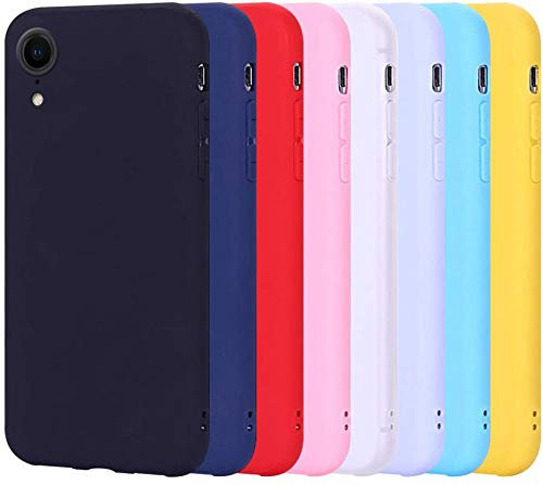 8 X Coque pour iphone XR, Silicone Souple Etui Housse pour Apple iphone XR RosyHeart Couleur Unie Slim Mince Flexible Etui Soft TPU Anti Choc Housse de Protection Gel Cover,(pack8)