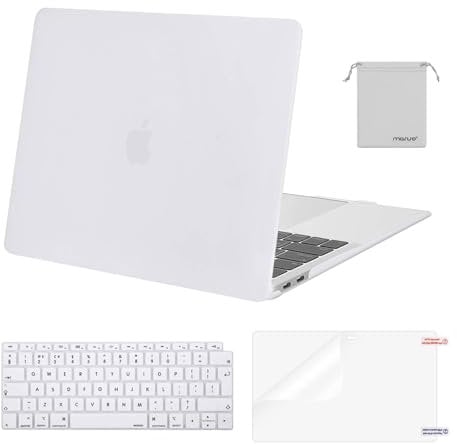 MOSISO Compatible with MacBook Air 13 inch Case M1 2021 2020 2019 2018, Hard Shell for MacBook Air M1 Case 13.3 inch A2337 A2179 A1932 & Keyboard Cover & Screen Film & Storage Bag, White