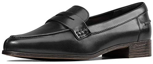 Clarks Women's Hamble Loafers, Black Black Leather, 7.5 UK