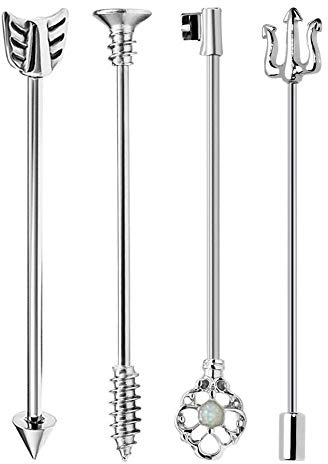 Mayhoop 14G Stainless Steel Industrial Barbell Trident industrial barbell 38mm 1 1/2 Inch Industrial Piercing Bar, Metal