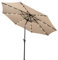 DREAMADE LED Gartenschirm mit LED, Sonnenschirm mit Solar-Beleuchtung, Ø 300 cm Sonnenschirm faltbar/Ampelschirm/Terrassenschirm/Kurbelschirm/Strandschirm Solar LED, Farbwahl (Beige)