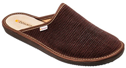 Bosaco Pantofole Ciabatte Uomo Casa Pantofola Ciabatta Suola di Memoria (43 EU, Perforato Marrone Scuro)