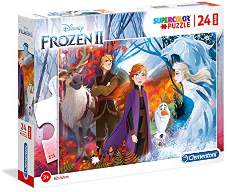 Clementoni 28510 Maxi Frozen 2 – Puzzle 24 Teile ab 3 Jahren, farbenfrohes Kinderpuzzle mit extra großen Puzzleteilen, Geschicklichkeitsspiel für Kinder