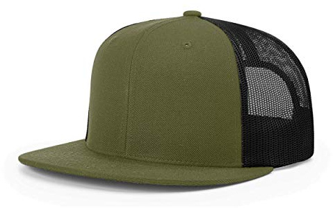 Richardson Unisex 511 Flatbill Trucker Adjustable Snapback Baseball Cap, Loden/Black, One Size Fits Most