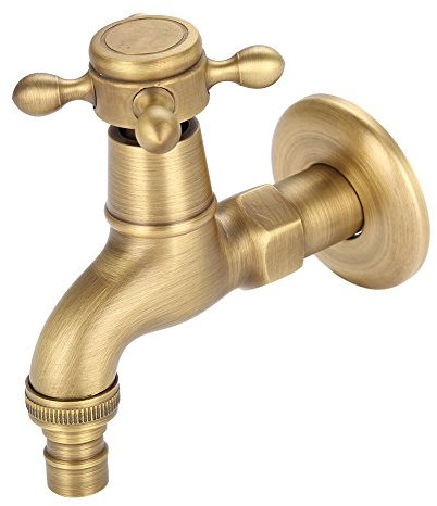 GOTOTOP Waschmaschine Wasserhahn aus massivem Messing mit G1/2 Waschbecken Auslauf Wasserhahn für Garten Wäschetoilette antiker Single Cross Griff(9.5cm)