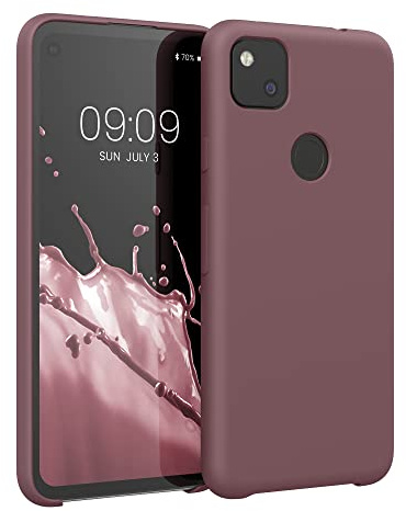 kwmobile Hülle kompatibel mit Google Pixel 4a Hülle - Silikon Handy Case - Handyhülle weiche Oberfläche - kabelloses Laden - Pflaume