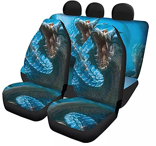 Amzbeauty Autositzbezüge, universell, vollständiges Set, rutschfest, weich, Auto-Zubehör, Dekoration für Damen, Geschenke (Drache)