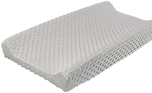 iEvolve Copertura per fasciatoio, ultra morbida, a pois Minky, traspirante, per fasciatoio, per neonati e ragazze (grigio argento)