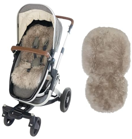 Naturally Sheepskins Luxuriöser Midi-Kinderwagen-Futter aus Schaffell, 100 % natürlich, universelle Passform, atmungsaktiv, temperaturausgleichend, pflegeleicht (Taupe)