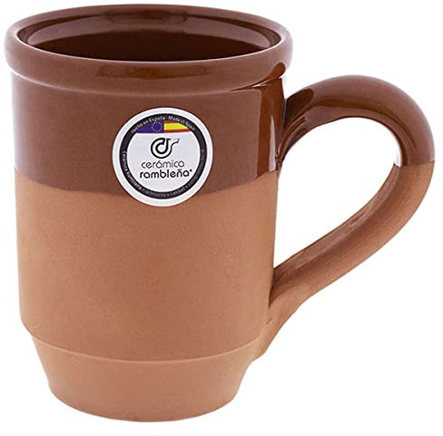 CERÁMICA RAMBLEÑA | Bicchiere da Birra in Terracotta | Bicchiere di Vino Rustici | Tazza d'acqua Ceramica Argilla Rossa - Modello 05 | Fatto in Spagna | 330 ml