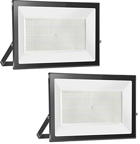 Royana 2er 150W LED Strahler Außen 15000LM Superhell led strahler 6000K Kaltweiß IP65 Wasserfest led scheinwerfer,Ultradünnes für Sportplatz Garage Garten Hinterhof Flur