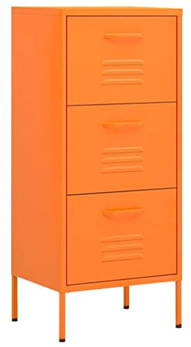 vidaXL Lagerschrank Sideboard Kommode Anrichte Stahlschrank Schrank Beistellschrank Mehrzweckschrank Bücherschrank Standschrank Orange 42,5x35x101,5cm Stahl