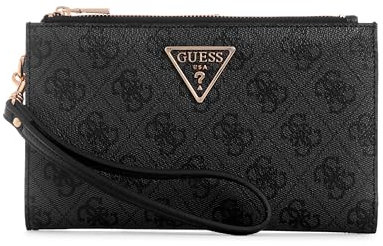 GUESS Damen Laurel Organizer-Börse mit doppeltem Reißverschluss, Kohle-Logo