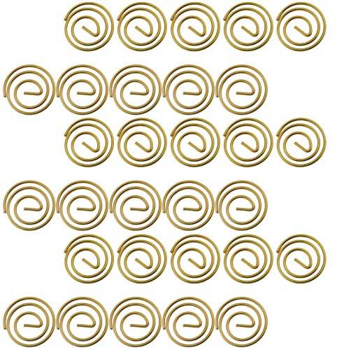 HSCGIN Mini Spiral Clip 30PCS Gold Metal Round Spiral Paper Clips Circular Paper Clamps for School Office Daily Life Document Sorting Creative