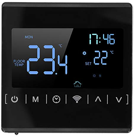 Thermostat Intelligent WiFi Bluetooth Zhjvihx Contrôleur de Chauffage au Sol Noir LCD Tactile 6 Modes Programmable