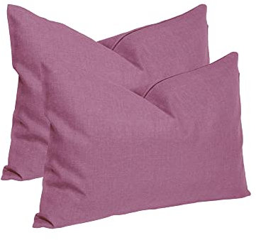 Haus und Deko Kissenbezug 30x50 cm Flieder Leinen-Optik 2er Set Kissenbezüge einfarbig für Schlafzimmer Wohnzimmer Kissenhülle versteckter Reißverschluss Dekoratives Sofakissen