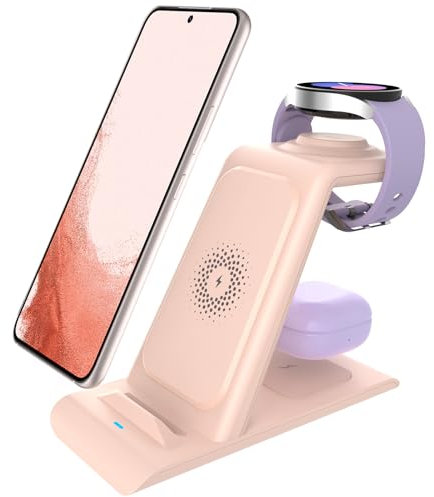 Aimtel 3 in 1 Kabelloses Ladestation kompatibel mit Galaxy S25/S25 Plus/S25 Ultra/S24/S23/Z Flip/Fold 6/5/4, Kabelloses Ladegerät für Galaxy Watch 7/6/5/4,Wireless Charger für Galaxy Buds 3 Pro/2