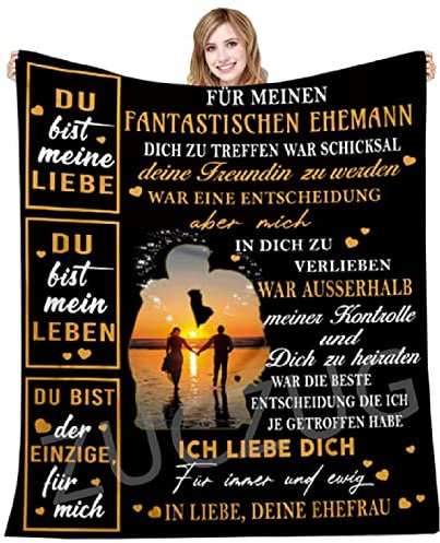 ZUCZUG Kuscheldecke Flauschige Personalisierte Geschenke Decke An Meinen Ehemann, Ehefrau für Mann Nachricht Briefdecke Positiv Ermutigen Wohndecke für Sofa Reisen Geschenk Weihnachten(Deutsche)