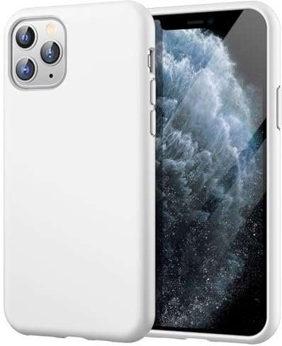 JETech Silikon Hülle für iPhone 11 Pro 5,8 Zoll, Ganzkörper Handyhülle mit Seidig-Weicher Berühren, Stoßfest Schutzhülle mit Mikrofaser-Futter (Weiß)