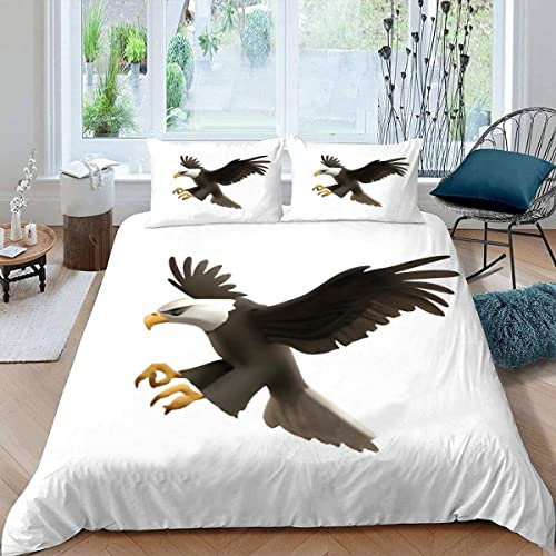 VASENA Bettwäsche Adler Tier Bettwäsche 135x200 Kinder Fliegender Adler Bettbezug Set Weich Microfaser Kinderbettwäsche 3 Teilig Mit ReißVerschluss Mit 2 Kissenbezug 80x80 cm