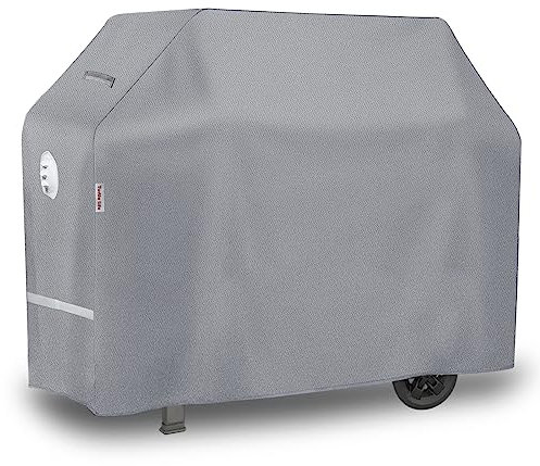 Turtle-Life Housse Barbecue imperméable, Housse de Barbecue Extérieur, Housse Barbecue Gazde à gaz 3-4 brûleurs, Housse de Protection pour BBQ, Ne S'efface Pas en 2 Ans, Gris 136x70x114CM