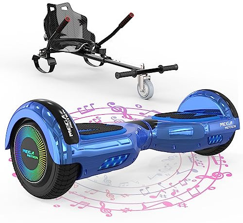 MEGA MOTION Hoverboards mit Hoverkart für Kinder, 6.5 Zoll Hoverboards mit Bluetooth Lautsprecher, mit LED-Leuchten, Geschenk für Kinder und Jugendliche