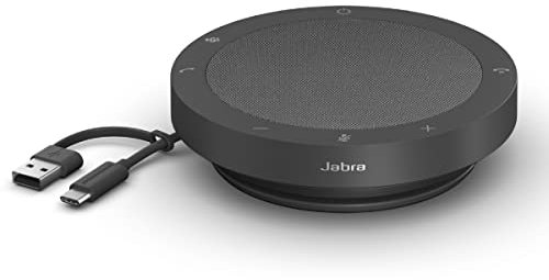 Jabra Speak2 40 Portable Speakerphone - 4 Noise-Cancelling Mics, 50mm Full Range Speakers with Wideband Audio for Clear Sound, USB-A/USB-C Connections - Certified Microsoft Teams Speaker - Dark Grey