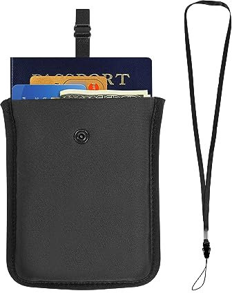 Bamneat RFID-blockierende Reise-BH-Geldbörse, versteckte Geldtasche mit verstellbarem Gummiband, perfekte Geheimtasche, schützt Ihren Reisepass, Kreditkarten, Wertsachen, Schwarz, Passport Size