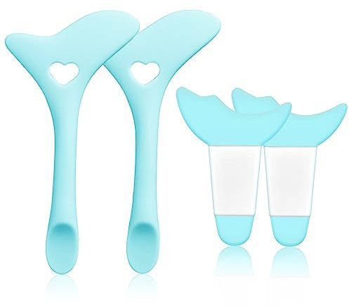 4stk Eyeliner-Schablonen, Multifunktions Silikon Eyeliner Hilfswerkzeug Wiederverwendbares Eyeliner-Hilfswerkzeug Mascara-Schutz-Applikator für Eyeliner Wimpern Lidschatten Lippenstift (Grün)