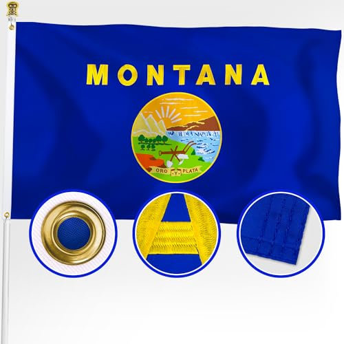 XIFAN Premium Montana State Flag 90 x 152 cm Outdoor, doppelseitig besticktes Bild, robuste 210D Nylon MT-Flaggen, die stärkste und langlebigste für draußen mit genähten Streifen/Messingösen