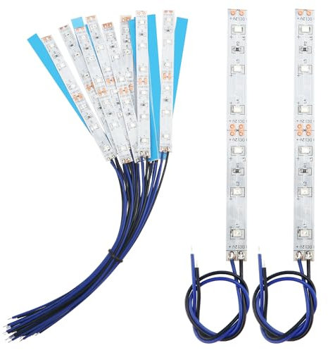 YIXISI 15 Stücke 100mm VorDrahtete LED Streifen, 2335 SMD LED, 12-18V LED Streifen, Modellbau Led Beleuchtung, Blau