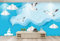 Fototapete 3D Tapete Schiff Aus Papier Geschnittene Möwe Tapeten Vliestapete Wandbilder XXL Wanddeko Wandtapete -335617 300x210cm
