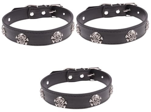 minkissy 3 STK Hundehalsbänder Mit Totenköpfen Halloween-katzenhalsband -katzenhalsband Hundehalsband Halloween-kätzchen-Kragen Hundehalsbänder Aus Leder Leine Haustier