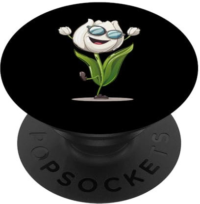 Lustige tanzende weiße Tulpe mit Sonnenbrille PopSockets mit austauschbarem PopGrip