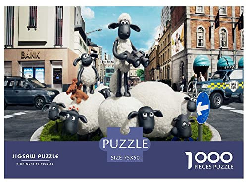 Puzzle Shaun das Schaf Spielzeug 1000 Teile Puzzles Für Erwachsene Und Jugendliche Geburtstag Geschenk Cartoon Premium Holz Puzzle Schwierig Und Herausforderung 1000pcs (75x50cm)
