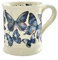 LINDACA 12oz Butterfly Ceramic Coffee Mug Milk Cup Latte Mug/ 340ML Office Daily Tea Cup with Handle(Cream White, Blue)