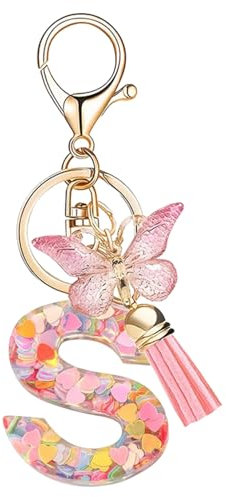 Porte clés Initiale Porte clé pour Femme Fille Personnalisée Lettres Keychain - S