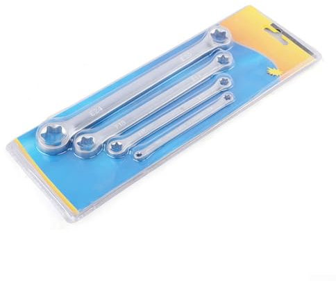 Hasaller 4-teiliges E-Typ-Schraubenschlüssel-Set, Stern-Doppel-Torx, Doppel-Torx/Innen-Tox-Sternschlüssel-Set, Ringschlüssel, E-Torx-Schraubenschlüssel-Set, Sternschlüssel-Set,