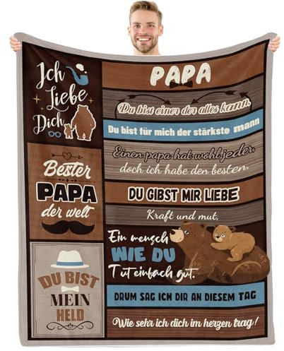Yasrlvun Papa Geschenk Geburtstag, Geburtstagsgeschenk für Papa, Decke Geschenke für Papa von Tochter Sohn Bestes Vater Geschenk Geburtstag für Haus Ehemann, Vatertag Weihnachten Thanksgiving 50x60