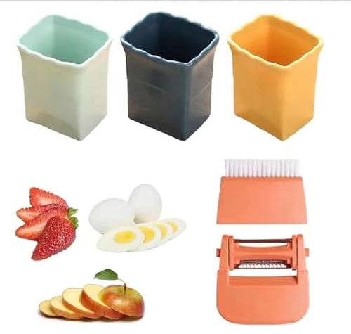 2pcs Cup Slicer, Fruit Slicer Handheld Stainless Steel Egg Strawberry Slicer Cup Premium Cup Cutter Quickly Making Vegetable Fruit Salad Banana Slicer for Craft Fruit Tool fruit slicer fruit cup slice