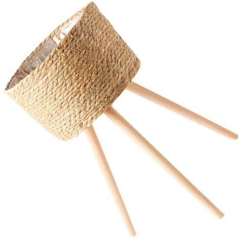 ORFOFE Floor Planter Stand Wicker Floor Planters Stand Plant Holder Plant Pot with Stand Large Woven Flower Pot Stand Planter Indoor Plant Single Plants Stands Indoor Simple Basket Wooden