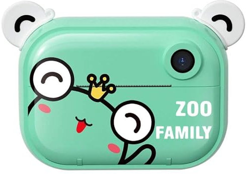 AYUNJIE Children's Camera Cartoon Printing Camera Baby Black and White Printing Camera Thermal Printer, with I Thermal Photo Paper, Instant Photo (Blue)